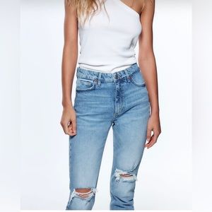 Zara ripped slim straight jeans, brand new with tags